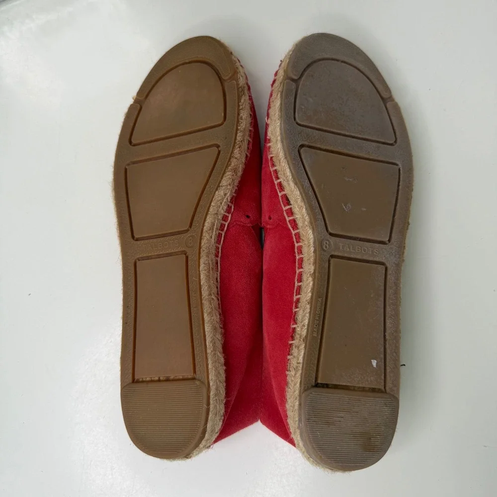 Talbots‎ Izzy Espadrille Flats Womens Red Suede Scalloped Laser Cut Preppy 8M
